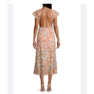 Hansen & Gretel Backless floral ￼ Cap sleeve maxi dress size S Saks fifth Ave